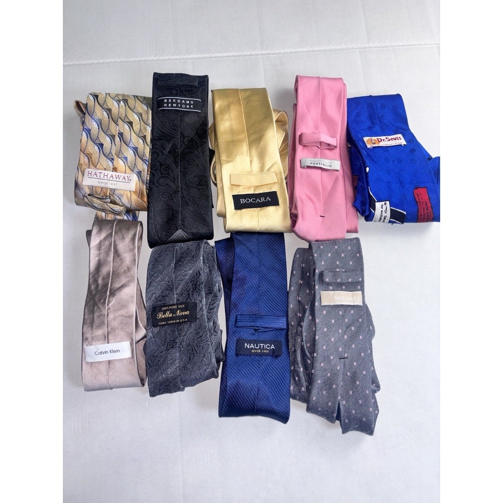 Vintage Tie Lot 9pc Silk Designer Mix Nautica Calvin Klein Dr Seuss Novelty Men